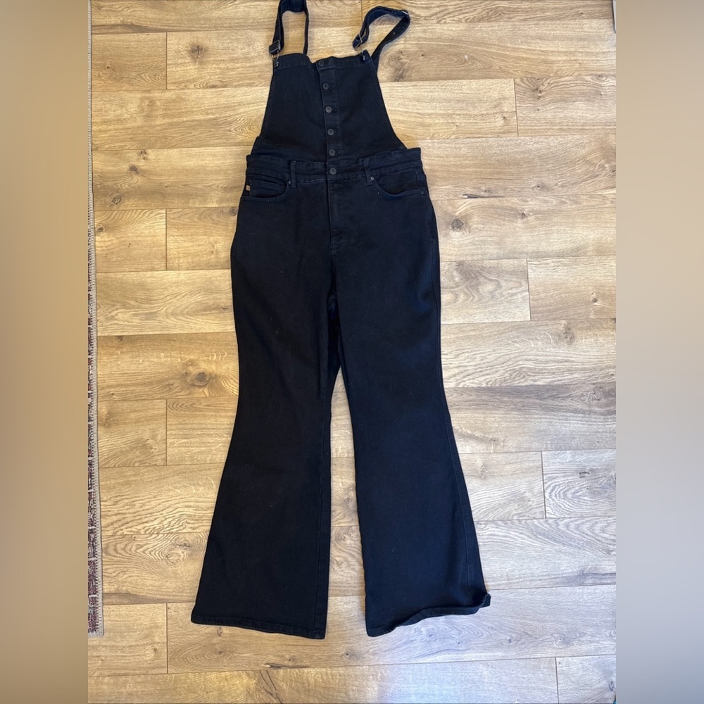 Judy Blue Retro Flare Overalls Black Plus 2X Tummy Control Top hipster